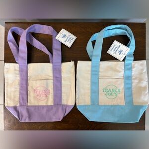Trader Joe’s Mini Pastel Canvas Tote Bag — Lavender or Sky Blue